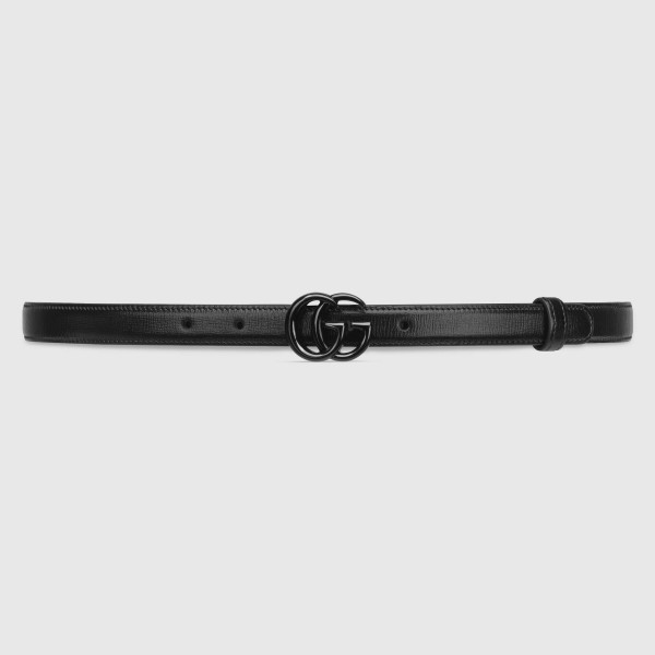 Gucci Black Leather 20MM Belt with Black Buckle