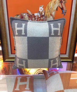 Replica designer hermes home grey wool pillow