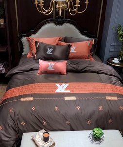 Fake designer louis vuitton home dark brown bedding set