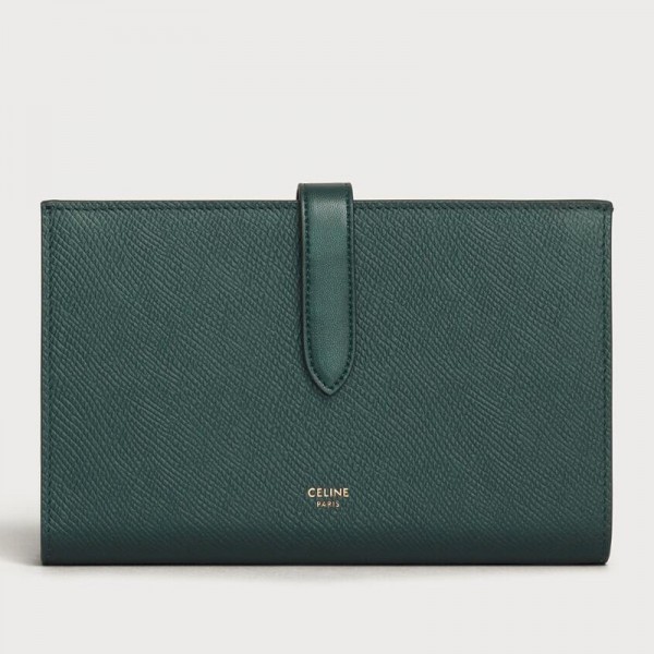 Celine Large Strap Wallet In Amazone Grained Calfskin