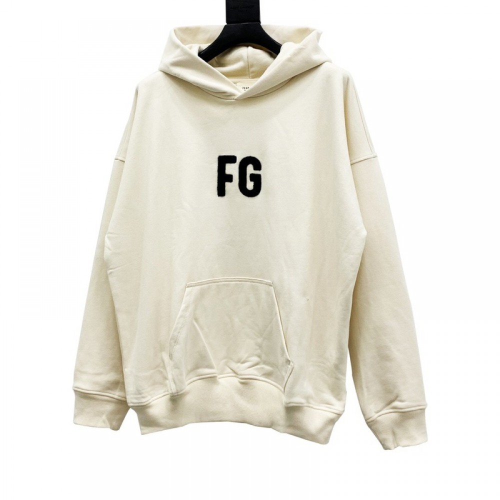 A+ Quality Fear of God Chenille logo Initial Hoodie Beige